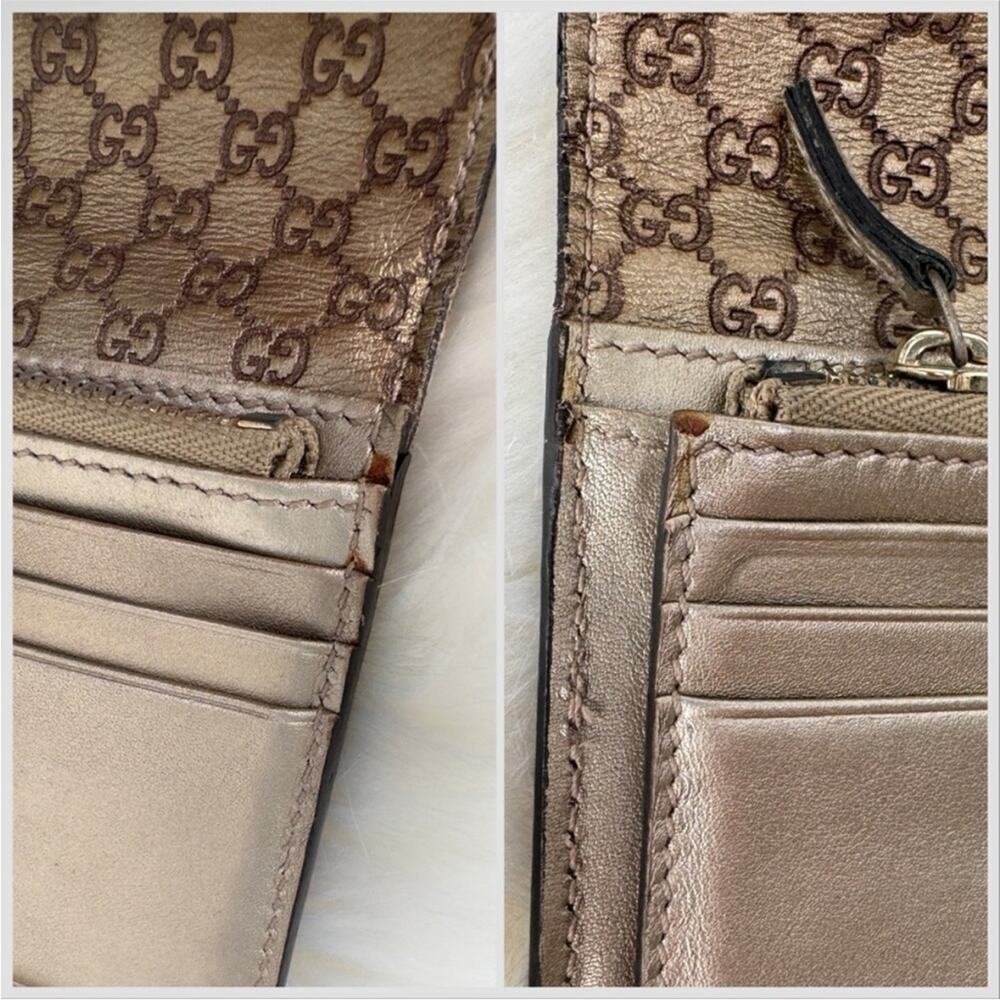 Gucci Metallic Leather Microguccisima Trifold Long Wallet - Picture 6 of 10